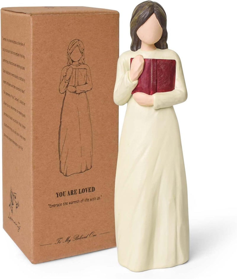 Cuayaes Book Lover Gifts for Women Readers, Teachers, Graduates, Students, Bookshelf Decor Aesthetic Hand Painted Sculpted Figure for Home Desk Office Living Room Decor - Image 1